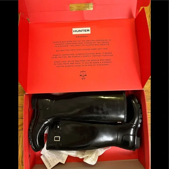 Hunter Original Tall Gloss Rain boots size 8 black - Picture 4 of 8